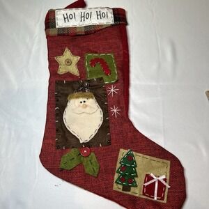 Hobby Lobby Christmas 2010 Stocking Country Cottage Whimsical Santa Stitched
